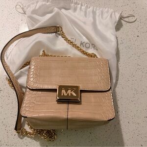 Michael Kors Tan Crocodile Embossed Crossbody Bag
